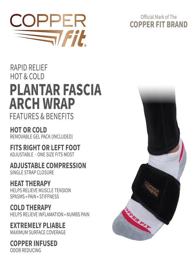 كوبر فت لفافة القدم Copper Fit Rapid Relief لعلاج التهاب اللفافة الأخمصية مع عبوة جل ساخنة أو باردة، أسود، قابلة للتعديل - Image 2